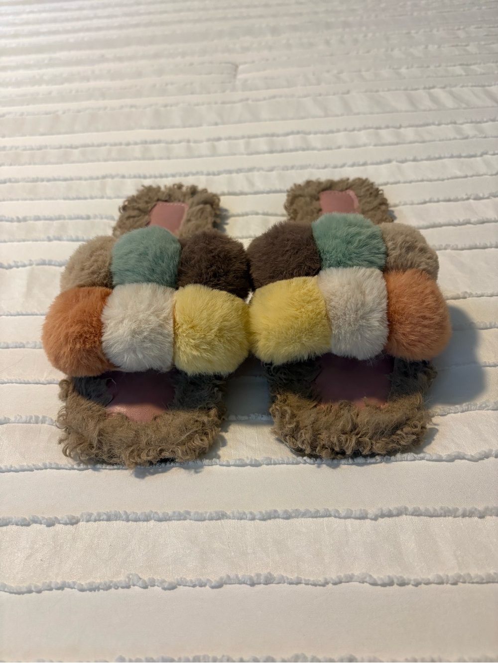 Multi-Color Fuzzy Slide Sandals - Picture 2 of 4